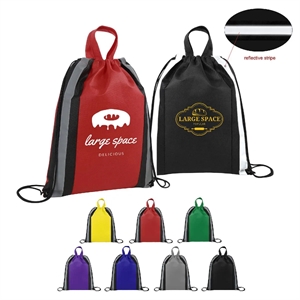 Small Non Woven Reflective Drawstring Backpack ( 13 x 16 )