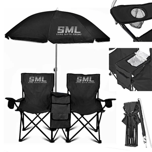 Folding Outdoor Double  Chair with Removable Umbrella