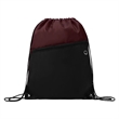 Two Tone Drawstring Backpack With Front Zipper Pocket | https://www.bestnamebadges.com