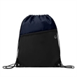 Two Tone Drawstring Backpack With Front Zipper Pocket | https://www.bestnamebadges.com