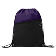 Two Tone Drawstring Backpack With Front Zipper Pocket | https://www.bestnamebadges.com