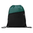 Two Tone Drawstring Backpack With Front Zipper Pocket | https://www.bestnamebadges.com