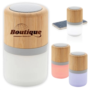Round Bamboo Colour Changing Mini  BT Speaker