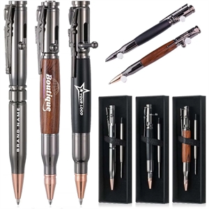 Metal and Wood Bolt Action Ballpoint Pen