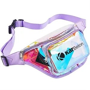 Clear PVC Iridescence Waist Bag Stadium Approved Fanny Pack | https://www.bestnamebadges.com