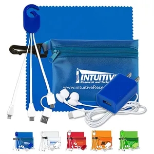 Mobile Tech Earbud and Charging Kit in Translucent Carabiner | https://www.bestnamebadges.com