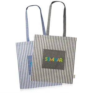 Recycled Striped Cotton Tote Bags | https://www.bestnamebadges.com