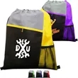 Tri Color Non-Woven Drawstring Backpack W/ Mesh Pocket | https://www.bestnamebadges.com