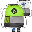 Tri Color Front Pocket Drawstring Backpacks w/ Custom logo | https://www.bestnamebadges.com