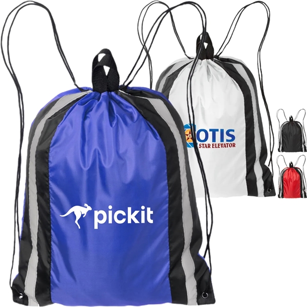 Two Color Reflector Strips Drawstring Backpacks (15.75"x20")
