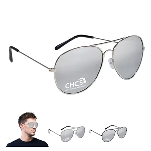 PISMO BREEZE Mirrored Aviator Sunglasses | https://www.bestnamebadges.com