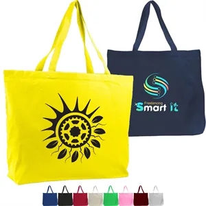 12 Oz. Cotton Canvas Jumbo Tote Bag With Long Handles | https://www.bestnamebadges.com