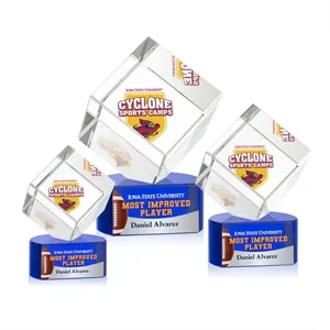 Burrill VividPrint™ Award on Paragon Base - Blue | https://www.bestnamebadges.com