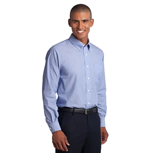 Port Authority Crosshatch Easy Care Shirt. | https://www.bestnamebadges.com