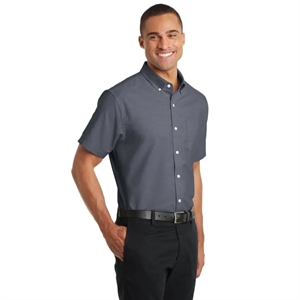Port Authority Short Sleeve SuperPro Oxford Shirt. | https://www.bestnamebadges.com