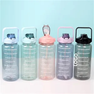 66oz Motivational Water Bottle with Time Marker and Straw