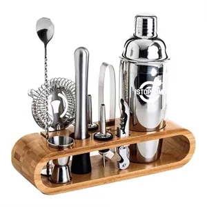 Cocktail Shaker Set Bartender Kit with Stand