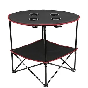 Folding Beach Camping Picnic Table with Cup Holders