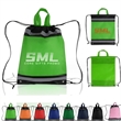 210D Polyester Custom String Bags with Reflective Stripe | https://www.bestnamebadges.com