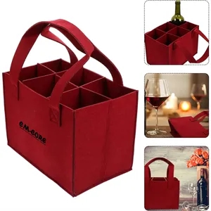6 Bottle Felt Wine Carrier With Divider