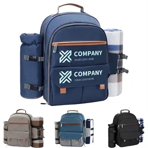 Picnic Backpack with Cooler Bag, Wine Pouch, Blanket