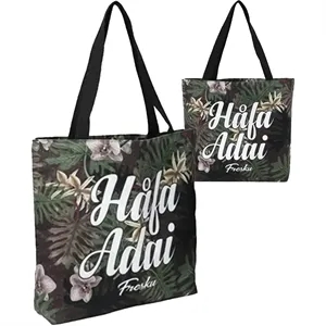 8 Oz Sublimated Poly Canvas Tote Bag w/ Gusset - 14