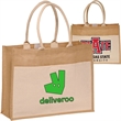 Large Grocery Jute Tote Bags w/ Front Pocket | https://www.bestnamebadges.com