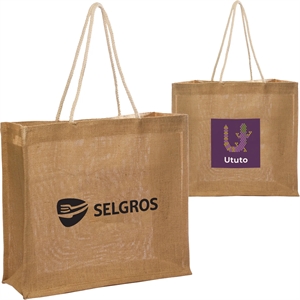 Recyclable Natural Shopping Jute Bag W/ Rope Handle | https://www.bestnamebadges.com