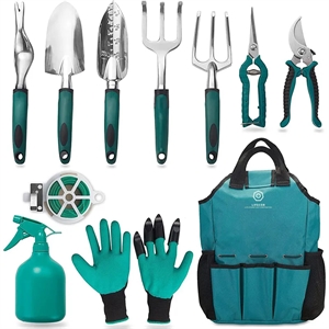 11 Piece Aluminum Alloy Hand Tool Starter Kit with Garden Ba