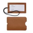 Vegan Leather Luggage Tag with Loop Strap | https://www.bestnamebadges.com
