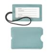Vegan Leather Luggage Tag with Loop Strap | https://www.bestnamebadges.com