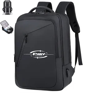 Multi-Pockets Business Travel Laptop Backpack with USB Port | https://www.bestnamebadges.com
