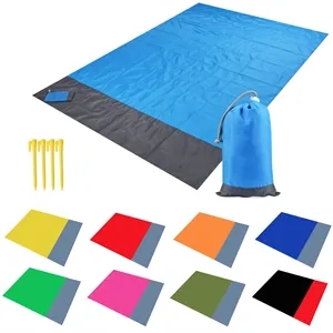 78.7" X 55" Waterproof Beach Blanket Sand Free with 4 Stakes