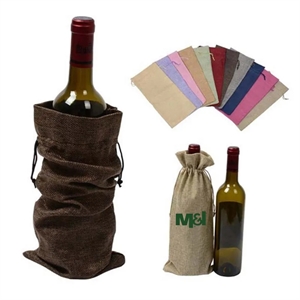 Drawstring Wine Bottle Burlap Bag