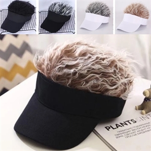 Novelty Hair Sun Cap Wig Peaked Hat with Hairs