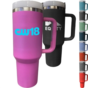 40 oz Vacuum Insulated Tumbler Copper Lined w/ Lid & Handle | https://www.bestnamebadges.com