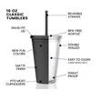 16oz Double Plastic Straw Cup | https://www.bestnamebadges.com