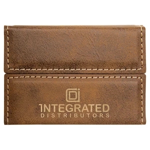Rustic/Gold Leatherette Business Card Holder
