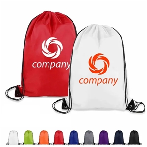 Polyester Drawstring Backpack With Leather Trim 14" x 18"