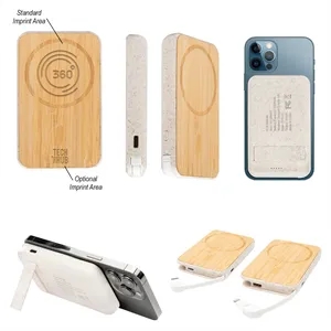 Mag Max Bamboo Wireless Charger Power Bank | https://www.bestnamebadges.com