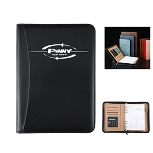 A5 Zippered Business Portfolio Notebook Bag with Calculator