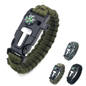 5in1 Scraper Whistle Compass Fire Starter Survival Bracelet