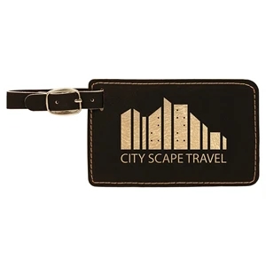 Black/Gold Leatherette Luggage Tag