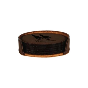 Dark Brown Leatherette Round Coaster Set