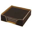 Black/Gold Leatherette Square Coaster Set | https://www.bestnamebadges.com