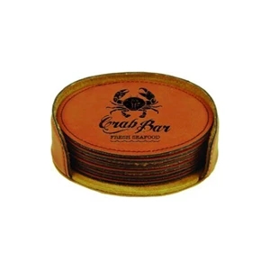 Rawhide Leatherette Round Coaster Set