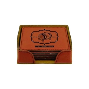 Rawhide Leatherette Square Coaster Set