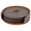 Rawhide Leatherette Round Coaster Set | https://www.bestnamebadges.com