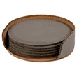 Rawhide Leatherette Round Coaster Set | https://www.bestnamebadges.com