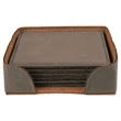 Gray Leatherette Square Coaster Set | https://www.bestnamebadges.com